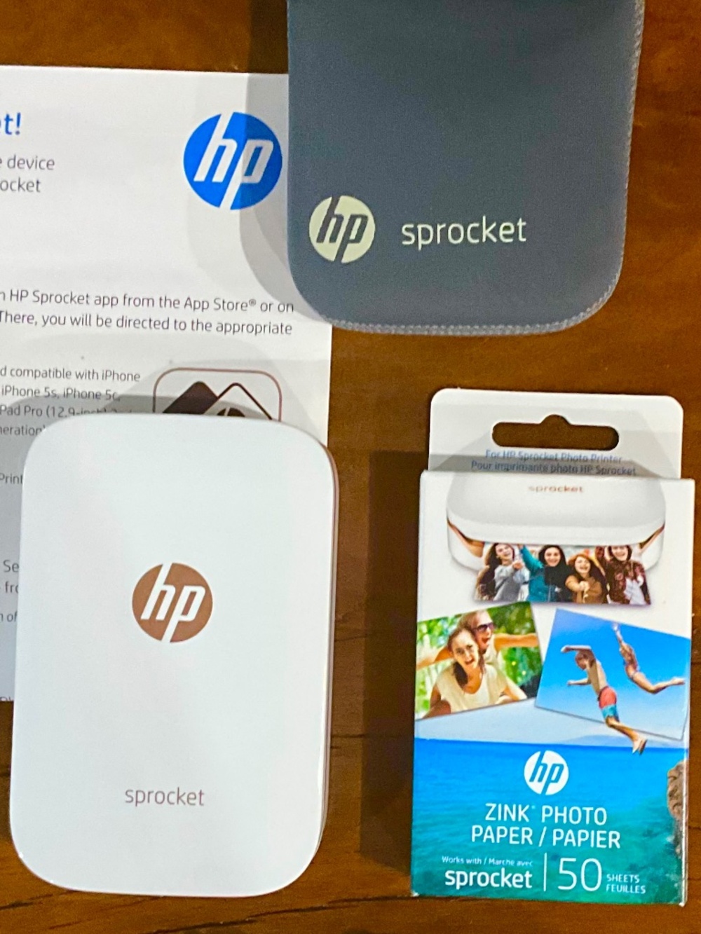 HP Sprocket Portable Photo Printer — White with Rose Gold Logo
